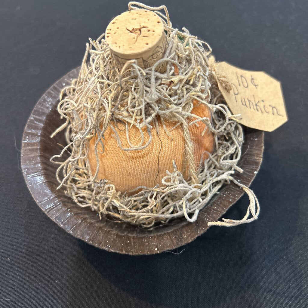 Sock Pumpkin in Brown Tin