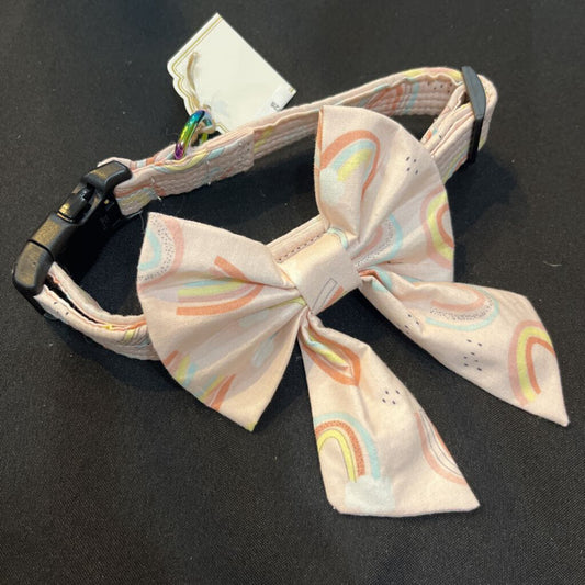 Pink Rainbow Dog Collar w/bow