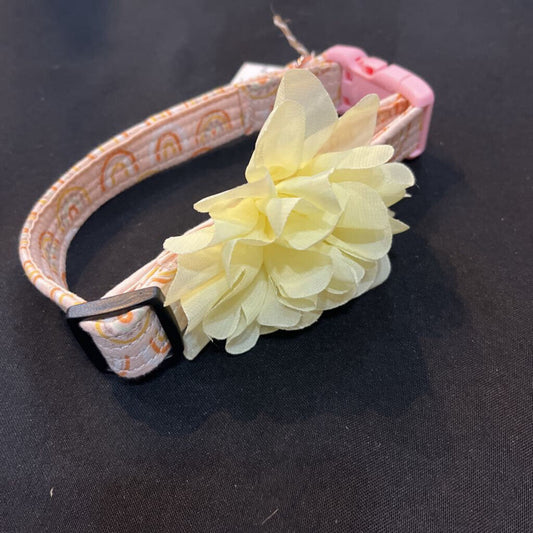 Pink Rainbow Dog Collar w/flower
