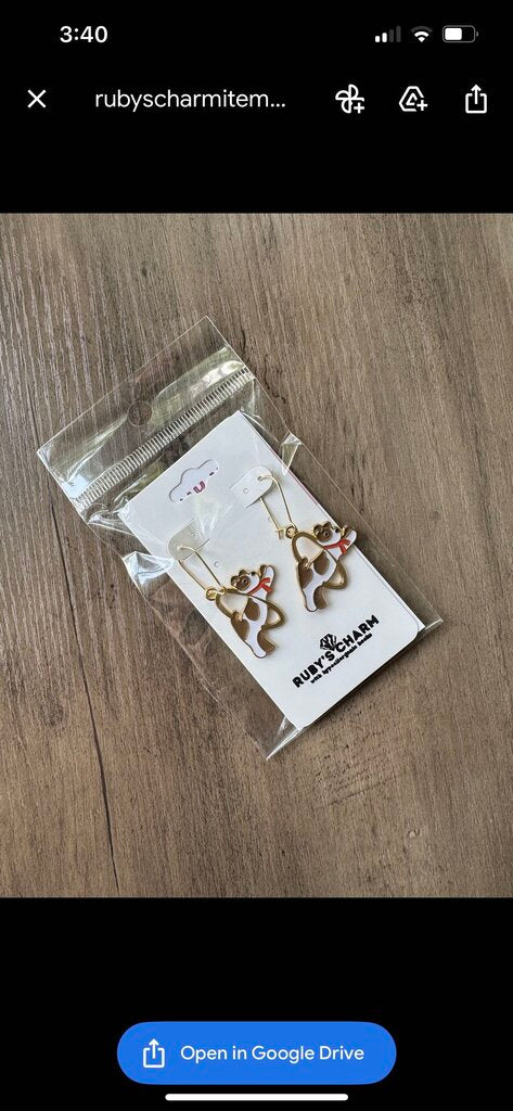 Dangle Earring-Brown & White Dog