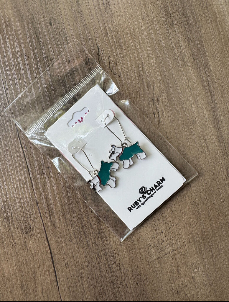 Dangle Earring-Blue & White Schnauzer Dog