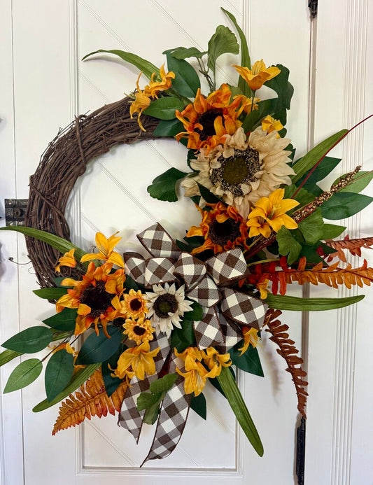 Fall w/Brown Plaid Ribbon