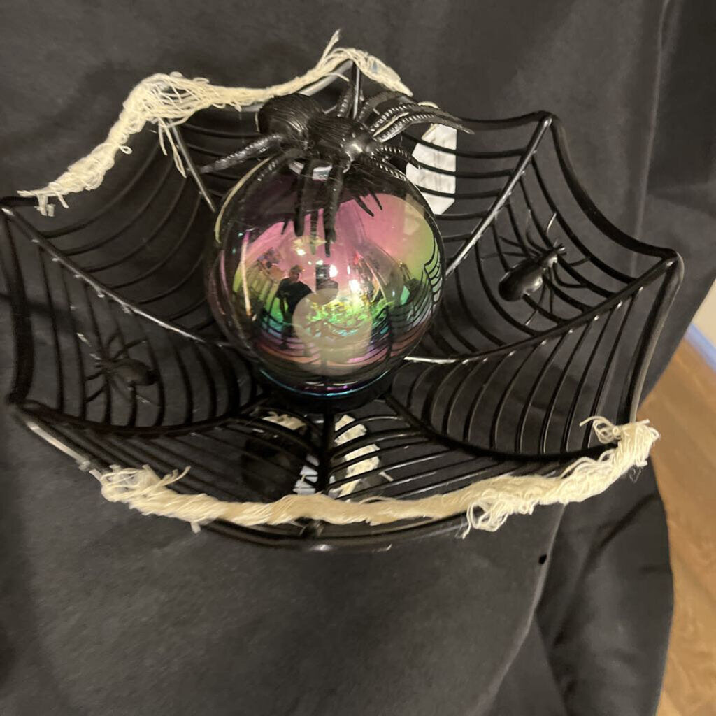 Black Web Candy Dish w/ Spiders Lights