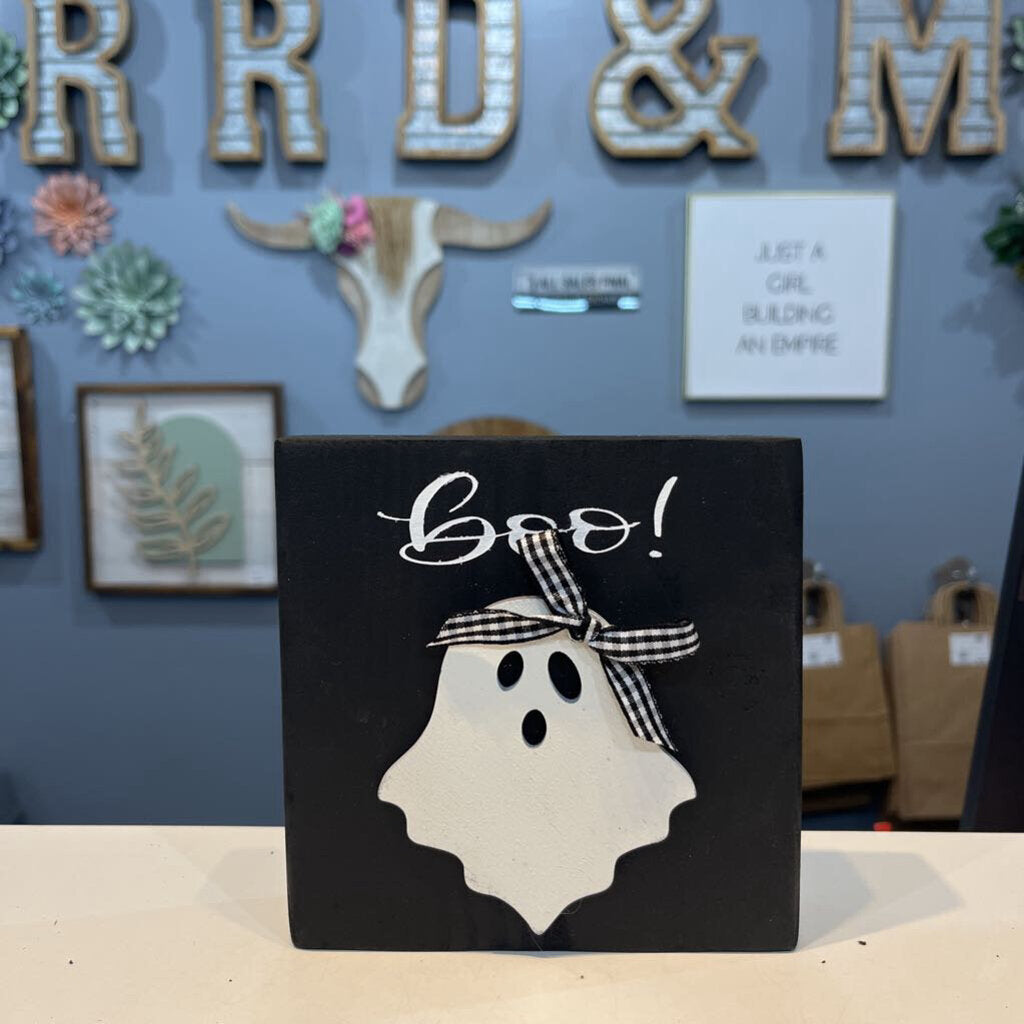 Boo Ghost wood block black 5x5