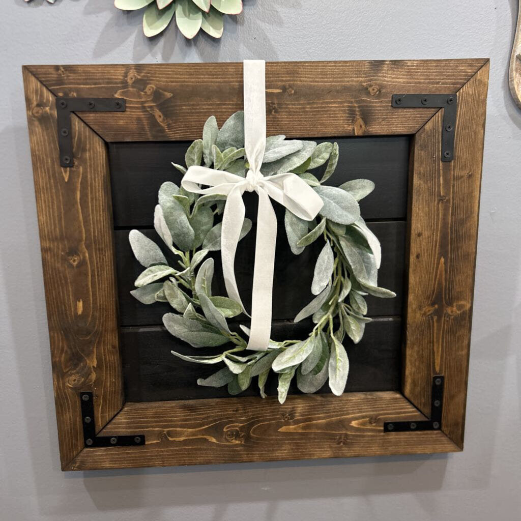 Framed Wreath with Black Shiplap