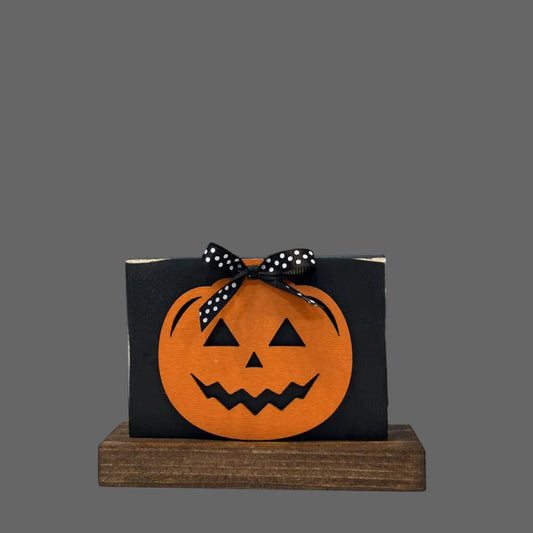 Black Wood sign w/base Jack O'Lantern