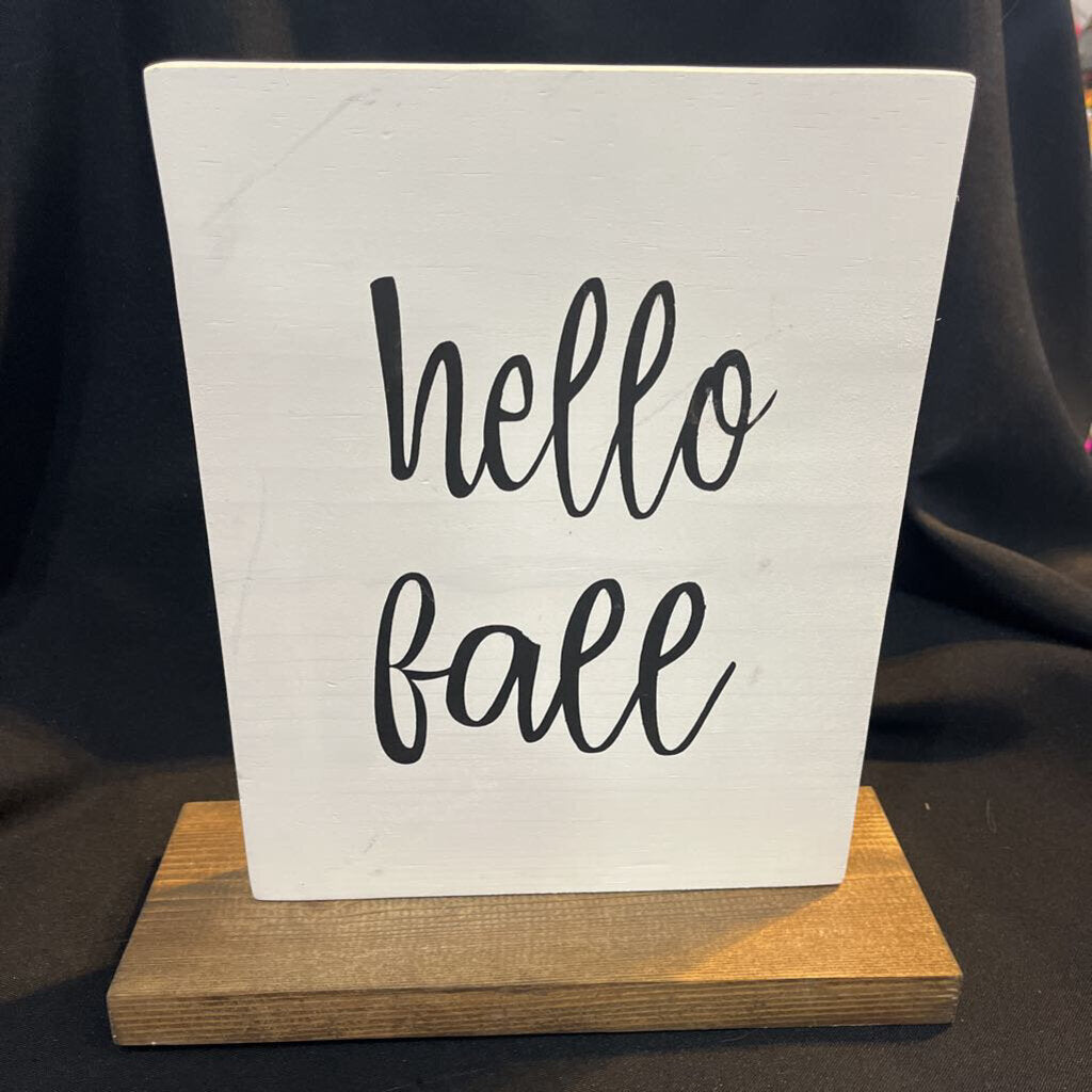 Wood Reversible Sign Hello Fall Give Thanks