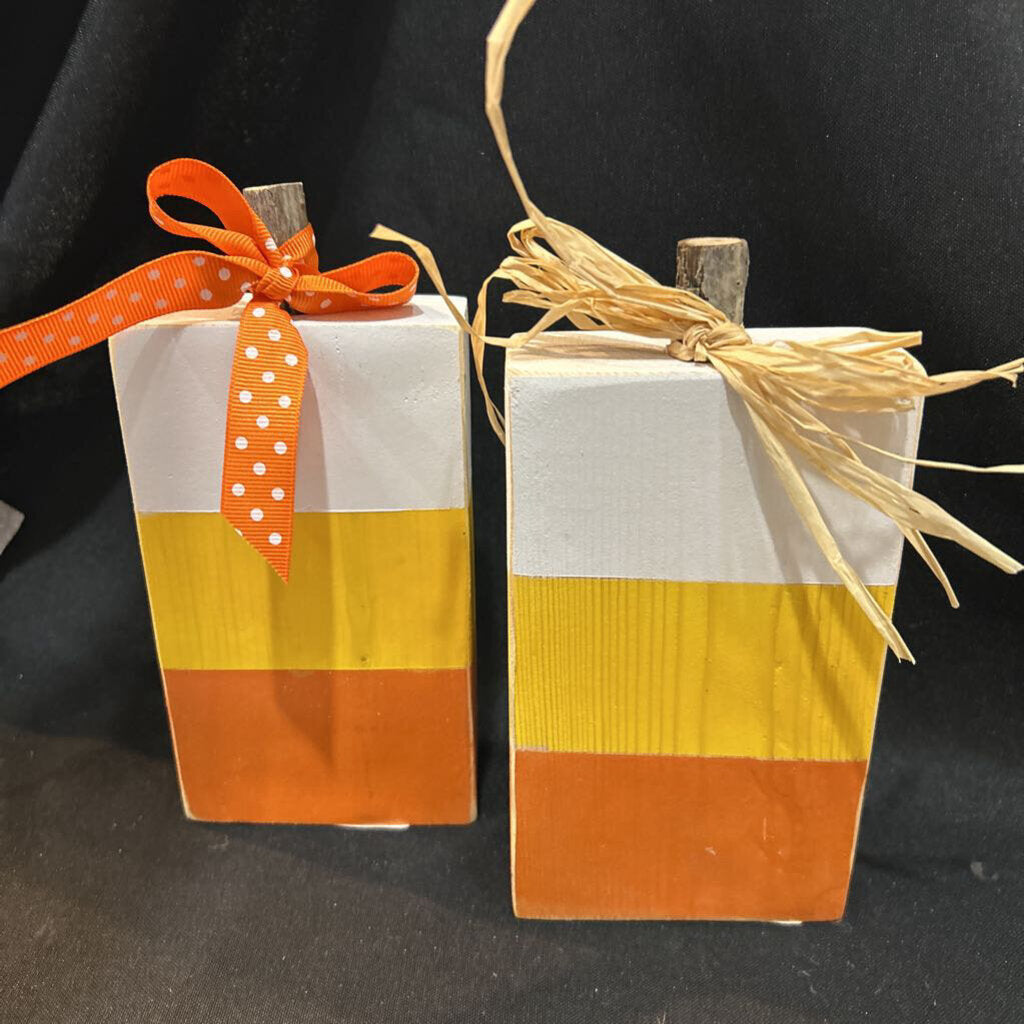 Wood Candy Corn Pumpkin