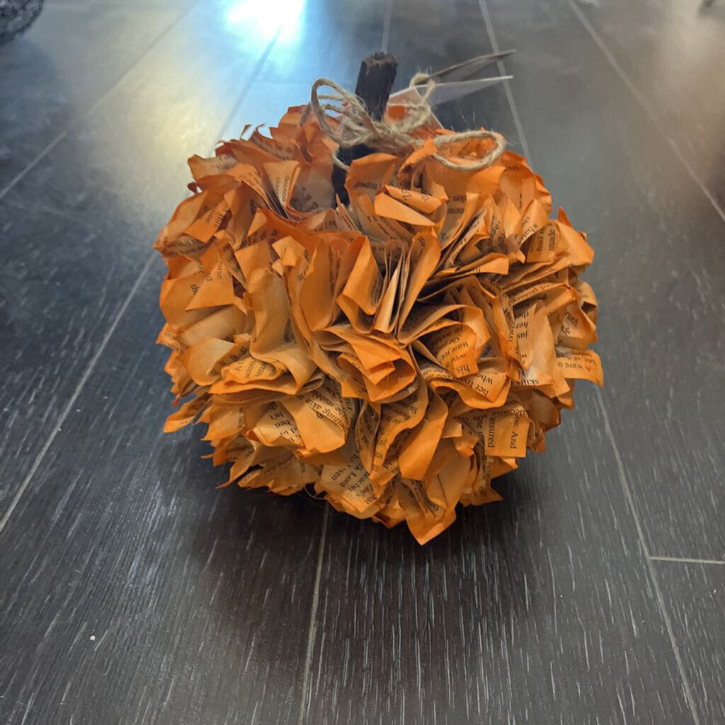 Med Rustic Book Page Pumpkin
