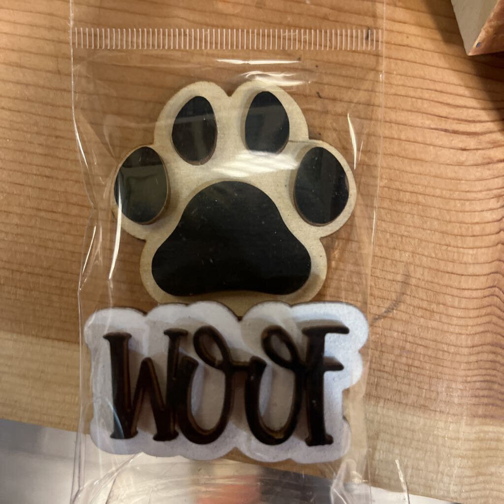 Woof Paw Print Plant Topper