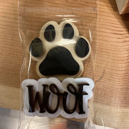Woof Paw Print Plant Topper