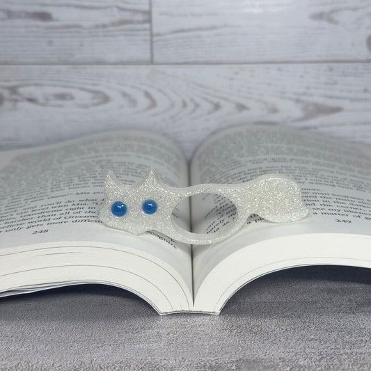 White Glitter Resin Cat Book Page Holder