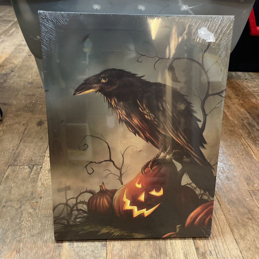 Raven Light up Framed Canvas w/Remote
