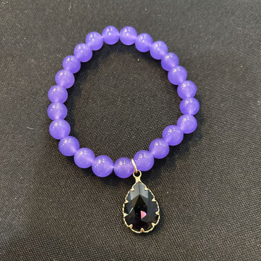 MJ Purple Stone Bead Bracelet Purple Pendant