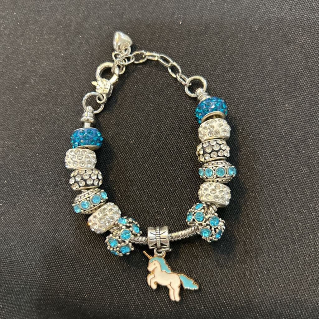 MJ Blue & White Bracelet with Unicorn