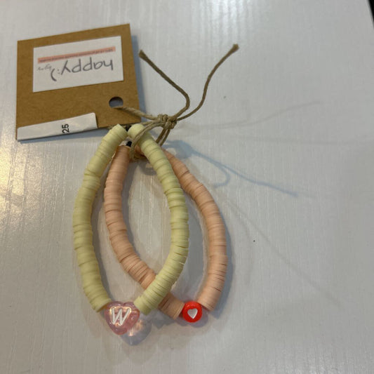 Beaded Initial W 2 Strand Bracelet