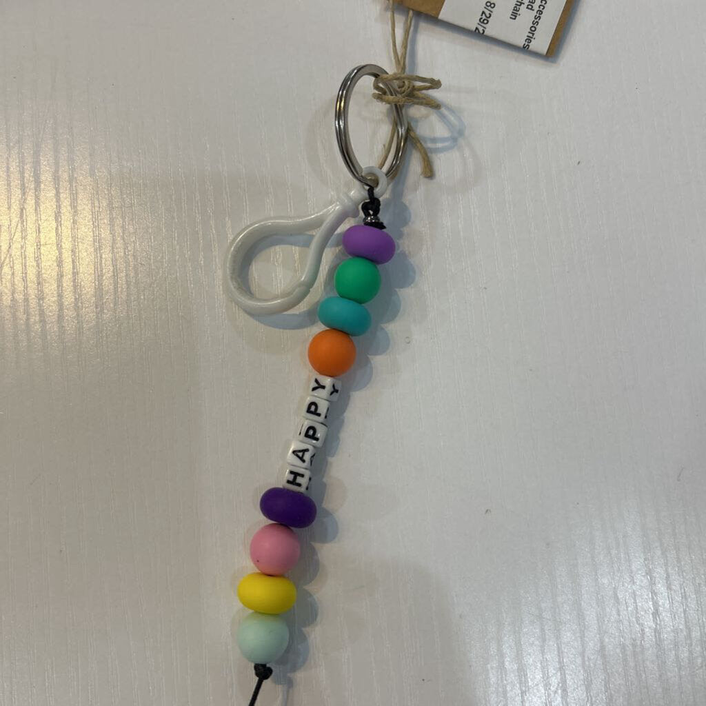 Silicone Bead Happy Keychain