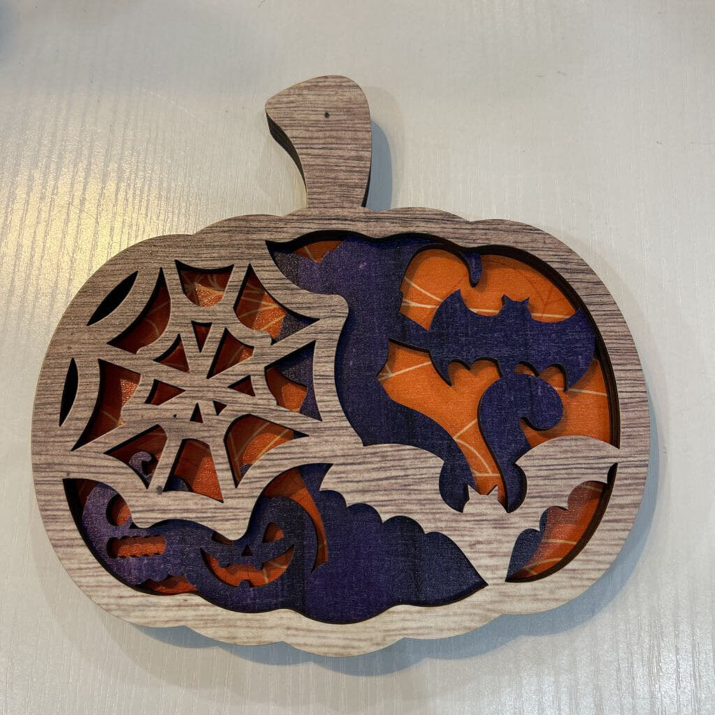 Pumpkin Web 3D Layered Sign