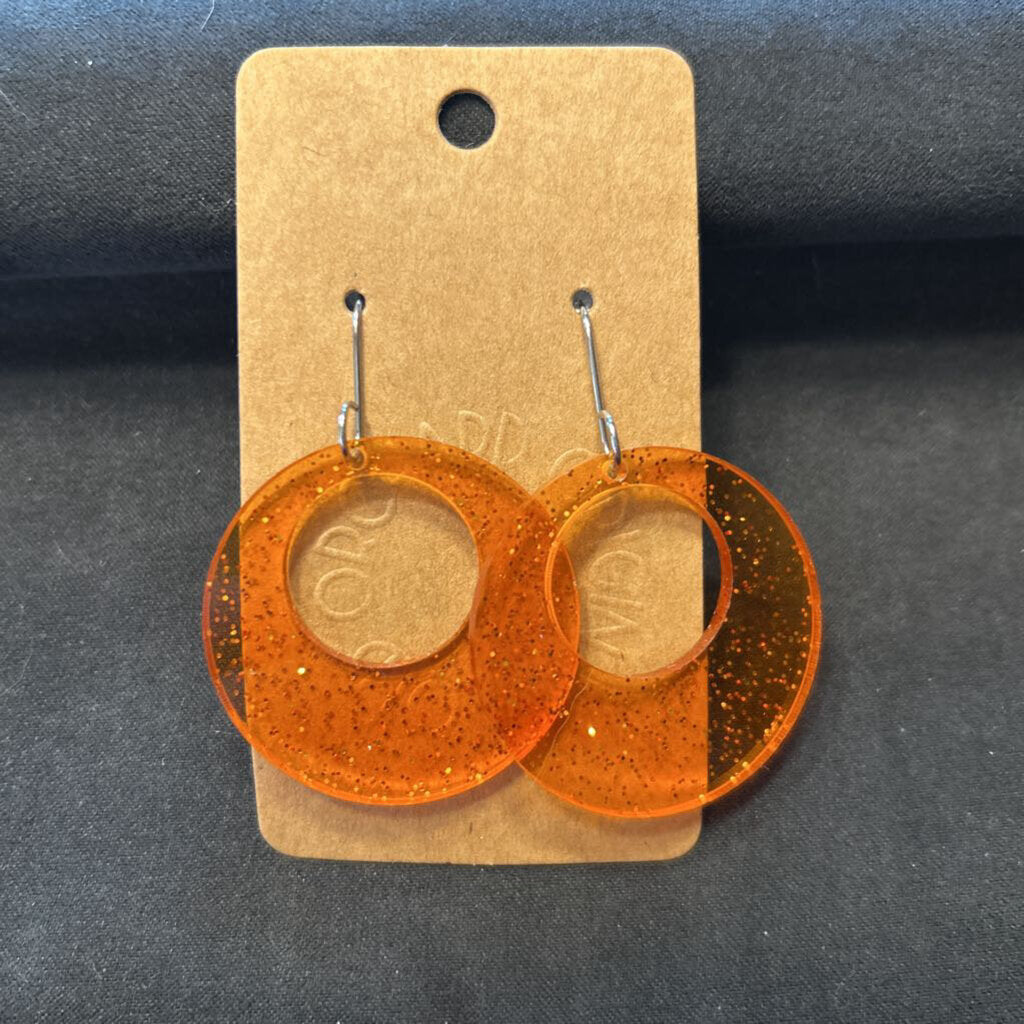 Jelly Orange Sparkle Large Circle Earring
