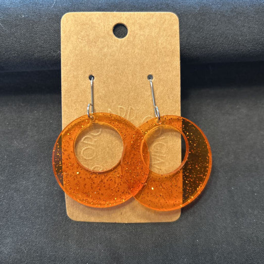 Jelly Orange Sparkle Large Circle Earring