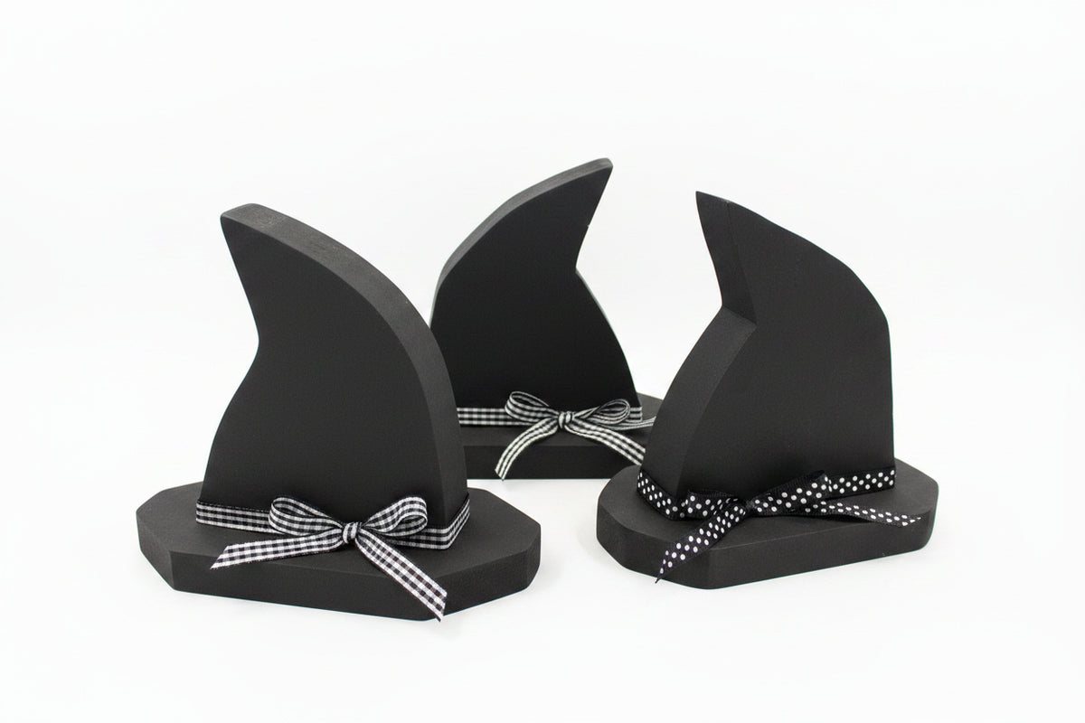 Witches Hat Small w/black & white ribbon