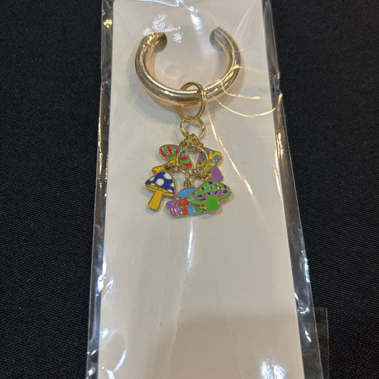 Tiny Psychaedelic Mushrooms 1-Ring Charm Keychain
