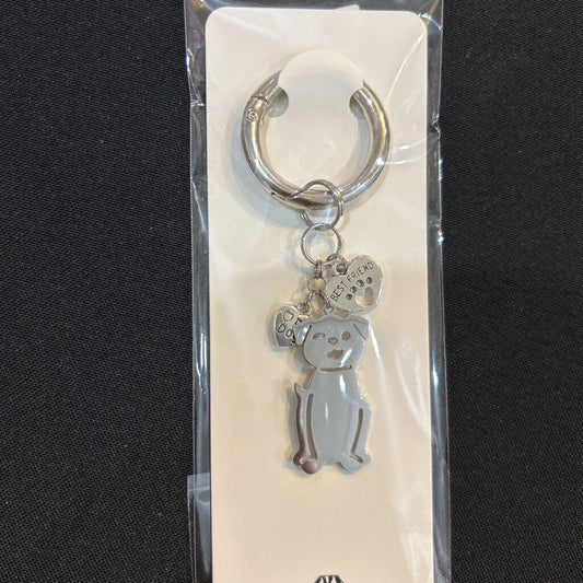 Silver Wink Dog Best Friend 1-Ring Charm Keychain