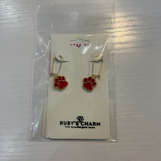 Gold Paw Pring w/Red Hypoallergenic Hooks