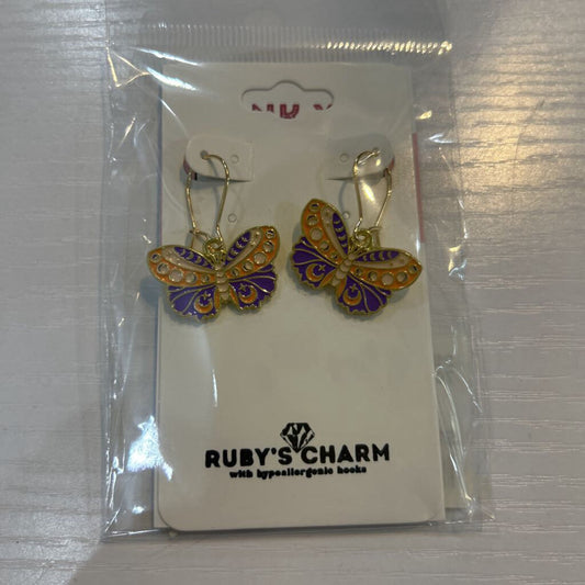 Purple/Org Butterfly Hypoallergenic Hooks