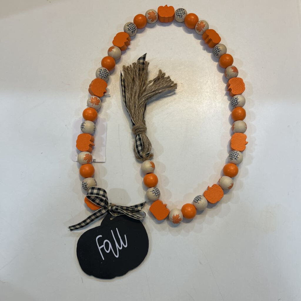 Beaded Garland With Black Fall Pumpkin