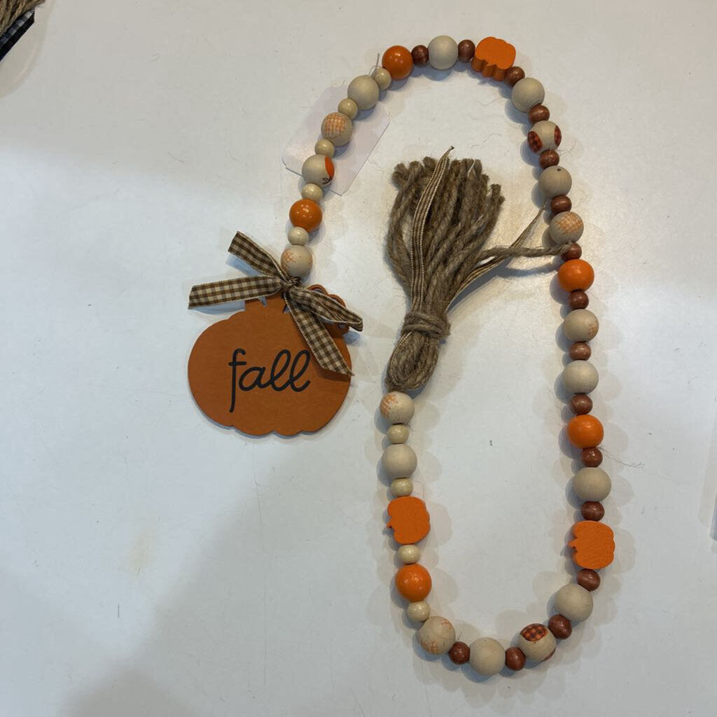 Beaded Garland With Orange Fall Pumpkin