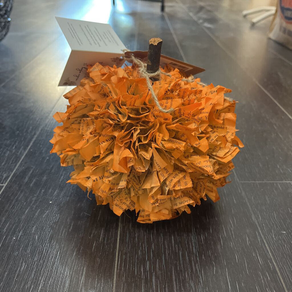 5" Rustic Book Page Pumpkin