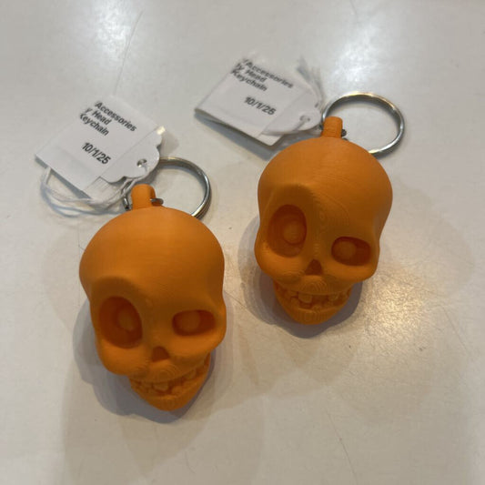 3D Skelly Head Orange Keychain