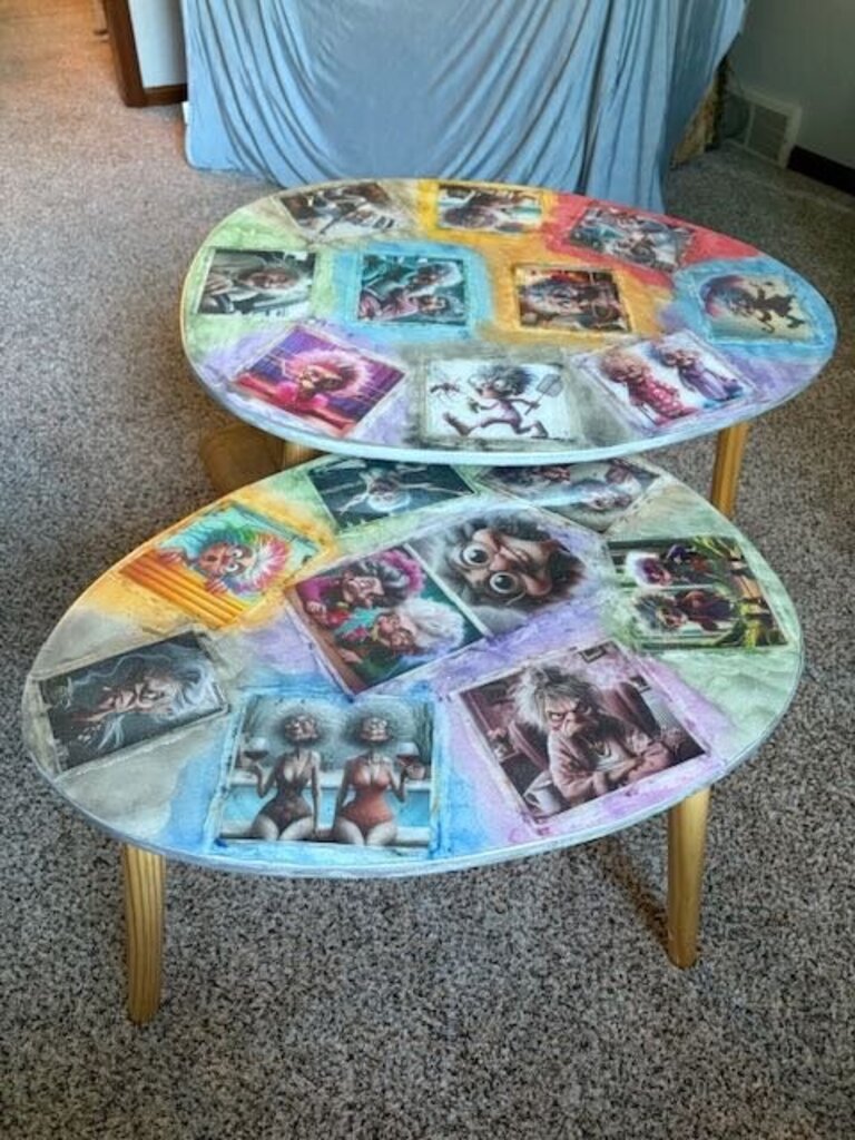 Resin Table Large & Medium Set of 2
