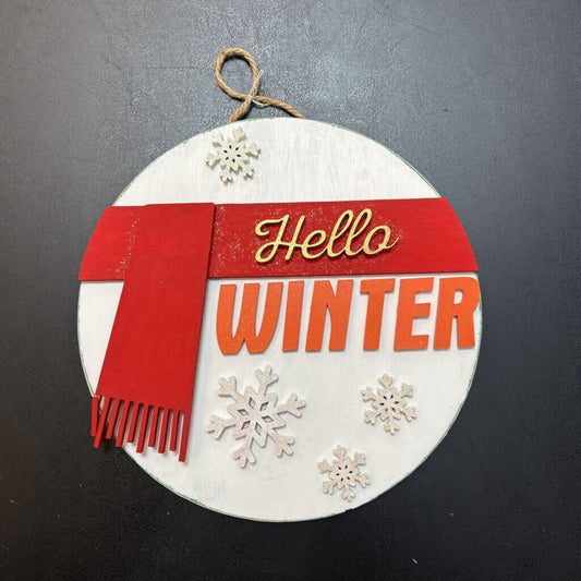 Hello Winter Wood Round
