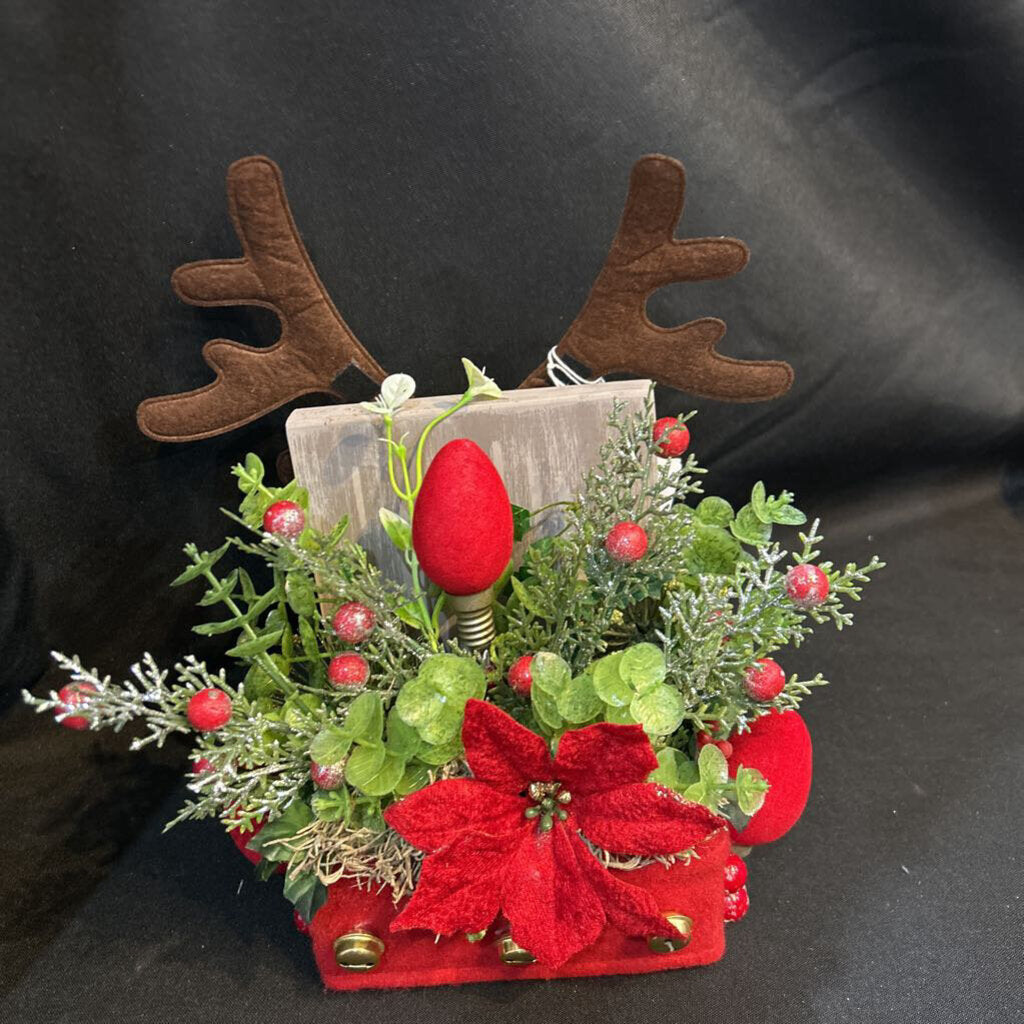 Reindeer Red Poinsetta Centerpiece