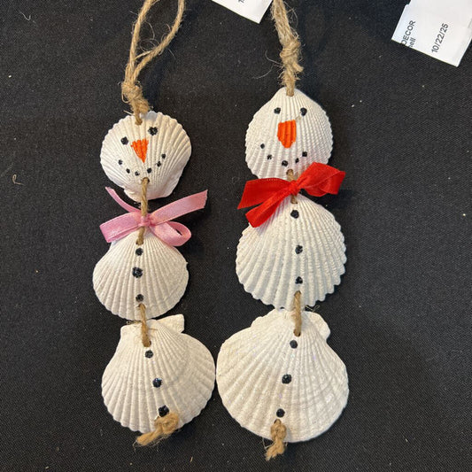 Snowman Shell Ornament