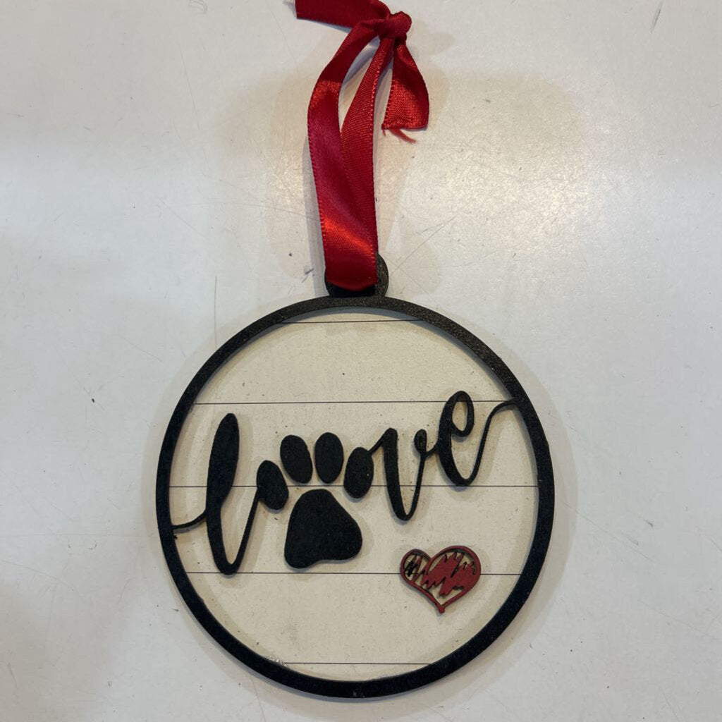 Love Pawprint Ornament Cream