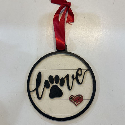 Love Pawprint Ornament Cream