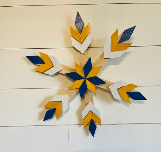 Double Chevron Blu/Ylw/Wht Snowflake 8pt Center