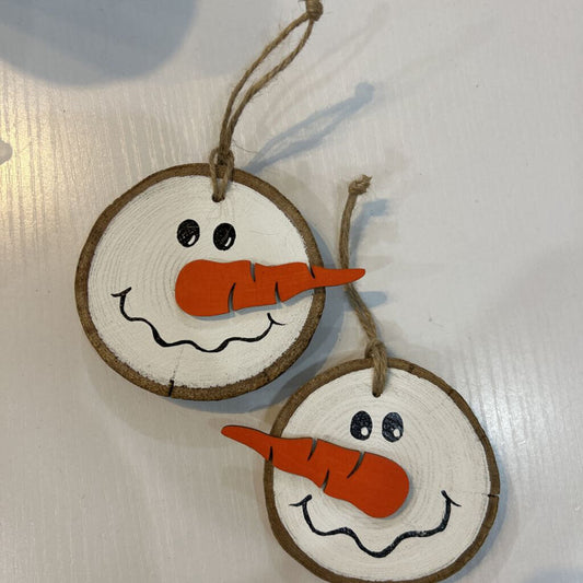 Snowman Wood Ornament (Round)