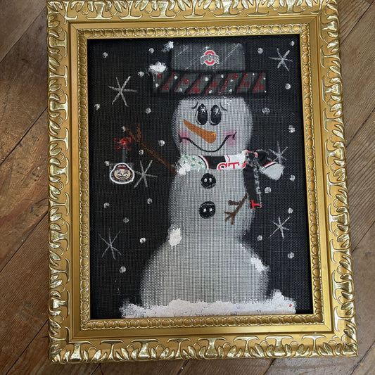 OSU Painted Snowman in Gold Frame