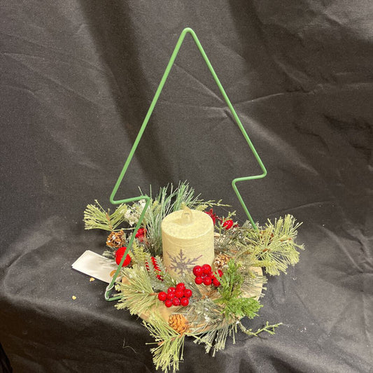 Metal Tree w/Snowflake Candle