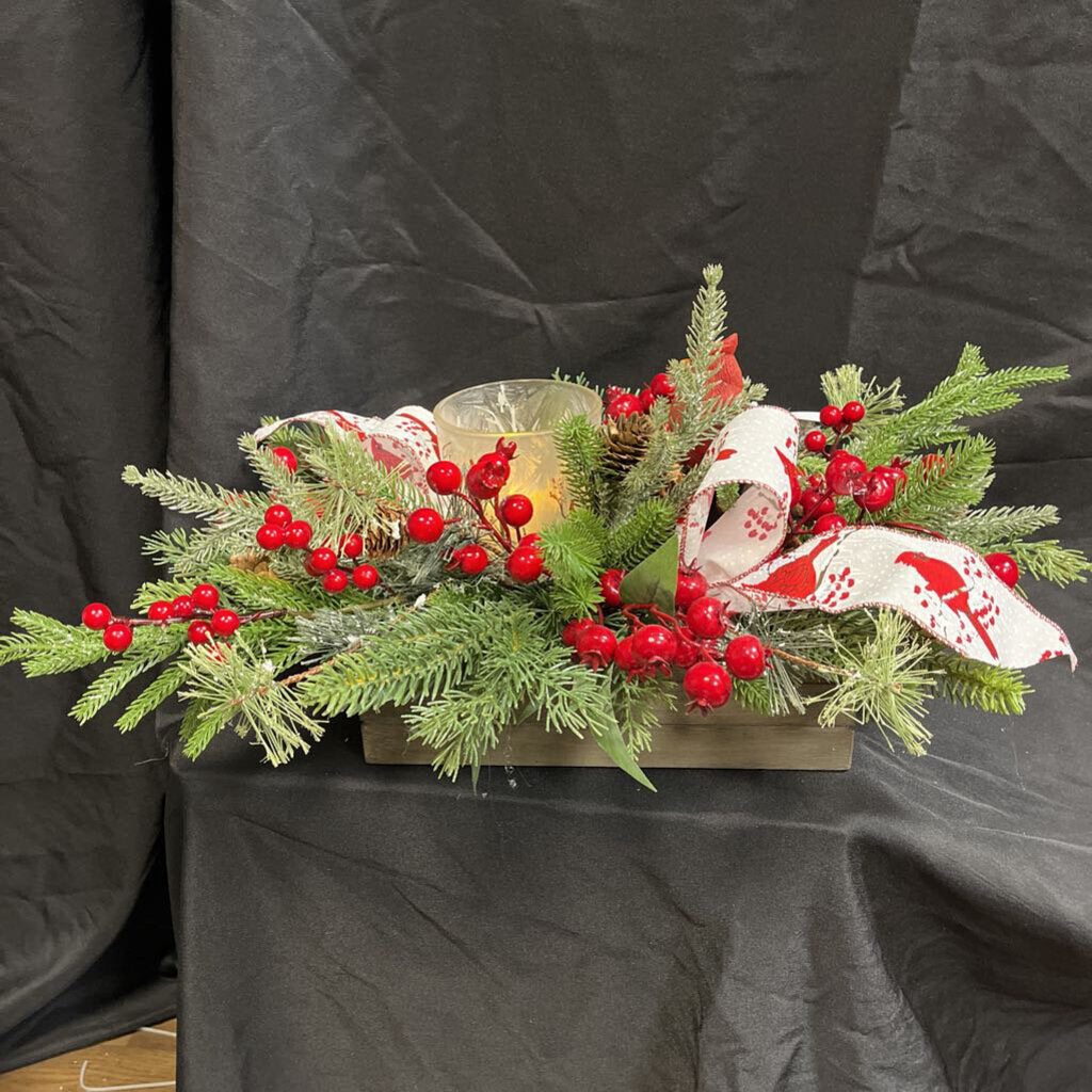 Wood Box Centerpiece w/Cardinal