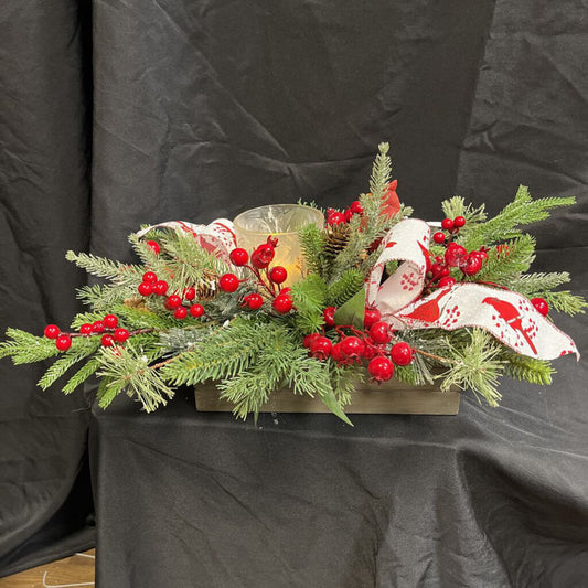 Wood Box Centerpiece w/Cardinal