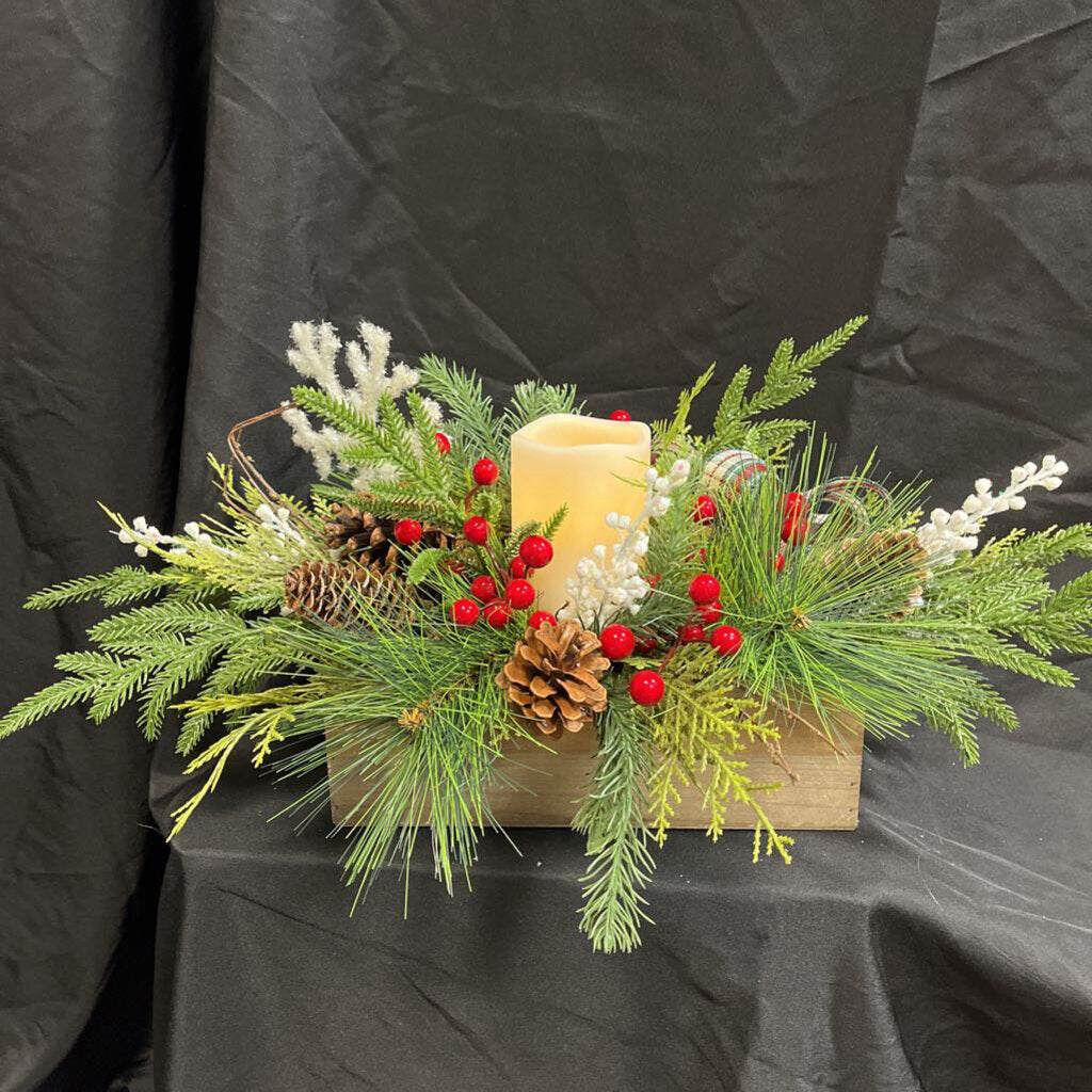 Wood Box Centerpiece w/Snowflake