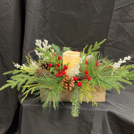 Wood Box Centerpiece w/Snowflake