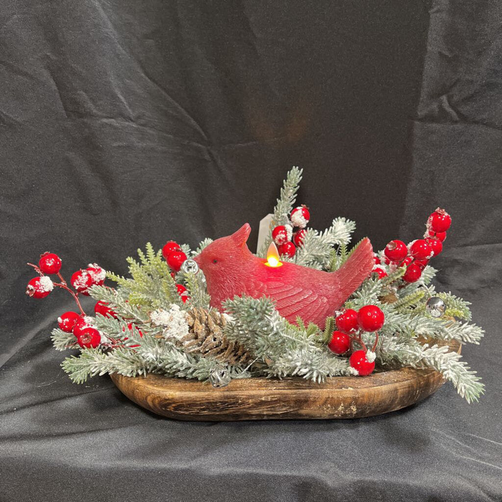 Dough Bowl w/Cardinal Candle