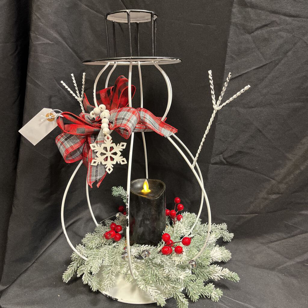 Large Metal Snowman 4 Candle