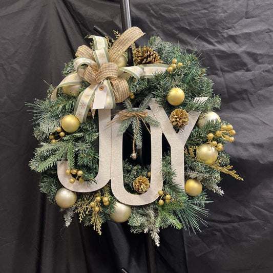 Christmas Wreath Gold & Ways w/Joy